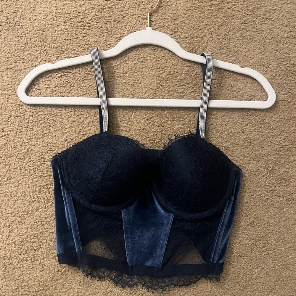 Victoria's Secret Midnight Blue Velvet Lace Bra